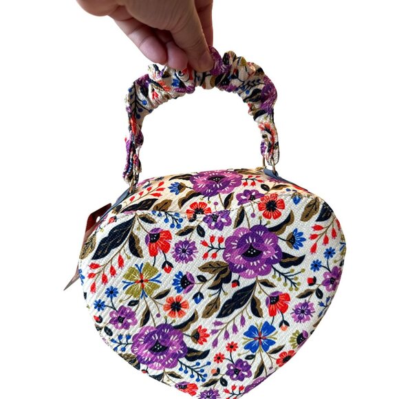 Frida Kahlo purple floral heart shape crossbody handbag women medium - Picture 5 of 11
